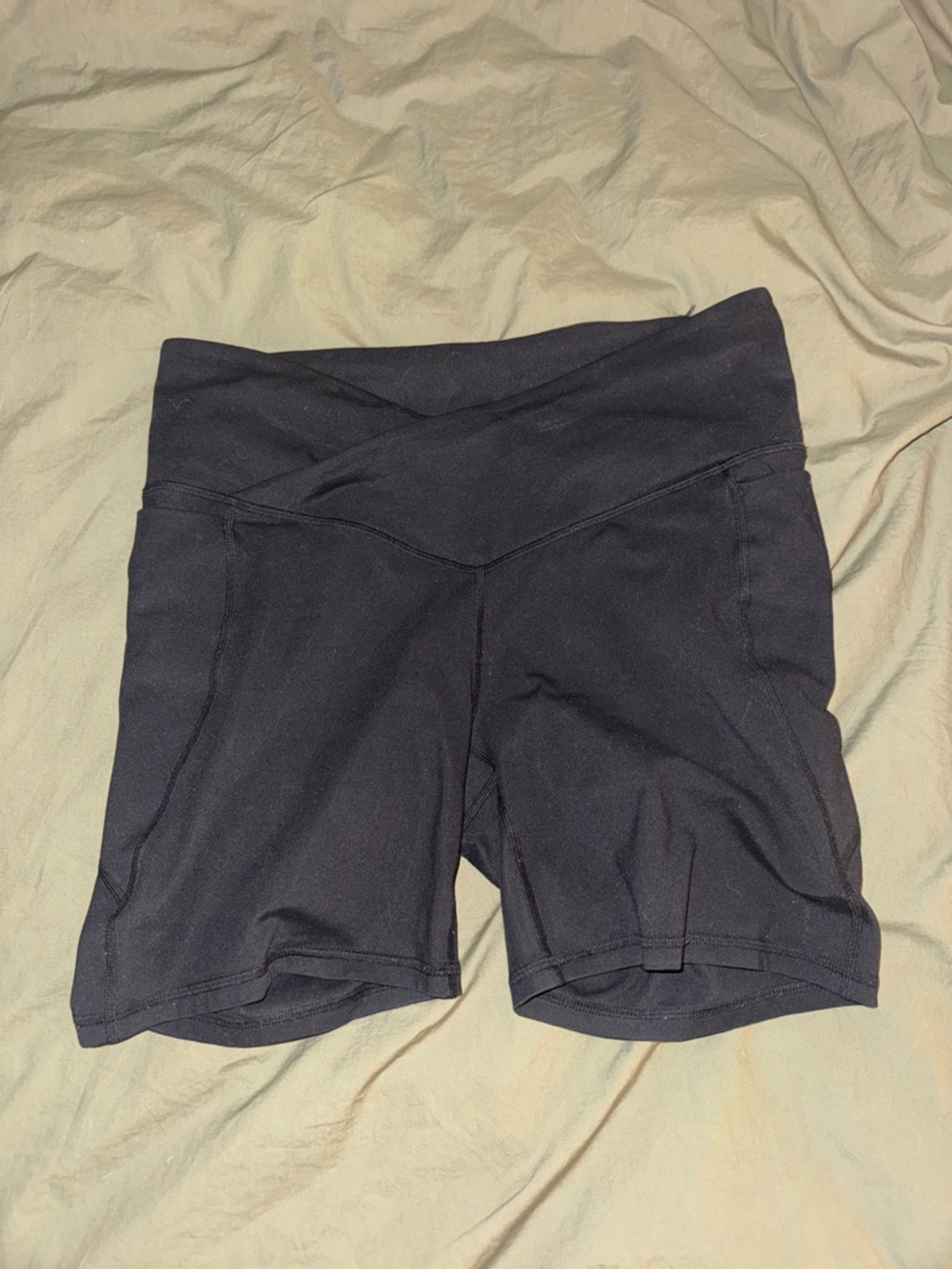 Fabletics Black High-Rise V-Waist Bike Shorts
